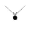 Image 1 : 14K White Gold Round Prong Set Onyx Solitaire Pendant 3.00 CT TGW.