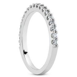 14K White Gold Shared Prong Diamond Wedding Ring Band with U Settings