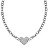 Image 1 : Sterling Silver Rhodium Plated Chain Bracelet with a Flat Heart Motif Station