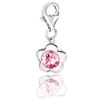 Image 1 : Sterling Silver Flower Charm with Pink Tone Crystal Accent