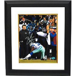 Zach Ertz Signed Philadelphia Eagles 8X10 Photo Custom Framed (Hurdle-Green Jersey)