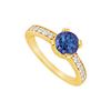 Image 1 : Sapphire and Diamond Engagement Ring : 14K Yellow Gold - 0.66 CT TGW