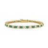 Image 1 : Emerald and Diamond Tennis Bracelet : 14K Yellow Gold - 1.00 CT TGW