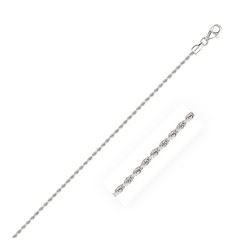 2.0mm 14K White Gold Solid Diamond Cut Rope Bracelet