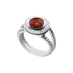 Garnet and Diamond Rope Ring : 14K White Gold - 10.25 CT TGW