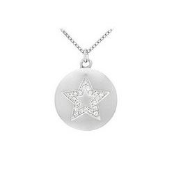 Diamond Star Disc Pendant : 14K White Gold - 0.15 CT Diamonds