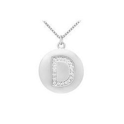 Diamond Initial D Disc Pendant : 14K White Gold - 0.33 CT Diamonds