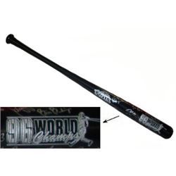 Cecil Fielder Signed New York Yankees 1996 World Series Champs Cooperstown Engraved Black Bat W/ 12 