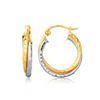 Image 1 : 14K Two-Tone Gold Interlaced Hoop Earrings with Hammered Texture