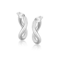 14K White Gold Italian Twist Hoop Earrings (5/8 inch Diameter)