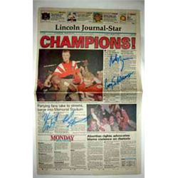 Cory Schlesinger Signed Nebraska Cornhuskers National Champions 1995 Newspaper- 4 Sig