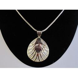 Micropave Pendant Shell Shaped with Necklace Gold Electroplated 16 + 2 Extension