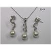 Image 1 : CZ Necklace and Earring Set with Pearl Rhodium Plated in Gift Box