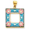 Image 1 : 14K Aqua Enameled Picture Frame Pendant