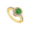 Image 1 : Emerald and Diamond Engagement Ring : 14K Yellow Gold - 0.75 CT TGW