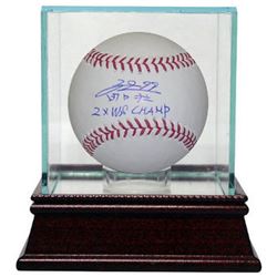 So Taguchi Signed Official Major League Baseball 2X WS Champ W/ Glass Case Japanese/English-(Cardina