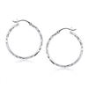 Image 1 : 14K White Gold Diamond Cut Hoop Earrings
