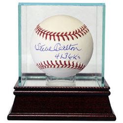 Steve Carlton Signed Official Major League Baseball 4136 K's W/ Glass Case- Steiner Hologram