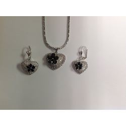 CZ Necklace and Earring Set Rhodium Plated in Gift Box