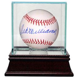 Ted Williams Signed Official American League Baseball W/ Glass Case- Upper Deck Hologram (Boston Red