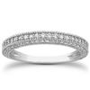 Image 1 : 14K White Gold Fancy Pave Diamond Milgrain Textured Wedding Ring Band