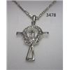 Image 1 : Rhodium Plated Cross Pendant with CZ on 18 Chain in a Gift Box