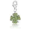 Image 1 : Sterling Silver Four Leaf Clover Green Tone Crystal Accented Charm