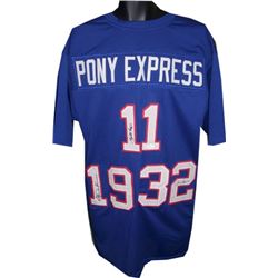 Craig James Signed Southern Methodist Mustangs Pony Express Blue Custom Jersey W/ Eric Dickerson & L