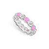Pink Sapphire and Diamond Eternity Band : 14K White Gold – 2.00 CT TGW