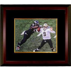 Terrell Suggs Signed Baltimore Ravens 16X20 Photo Custom Framed Sacking Drew Brees