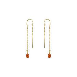Citrine Thread Earrings : 14K Yellow Gold - 2.00 CT TGW