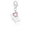 Image 1 : Sterling Silver Pink Tone Crystal Embellished LOVE Charm