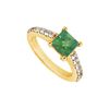 Image 1 : Emerald and Diamond Engagement Ring : 14K Yellow Gold - 1.00 CT TGW