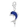 Image 1 : Sterling Silver Dolphin Charm with Blue Tone Crystal Accents