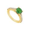 Image 1 : Emerald and Diamond Engagement Ring : 14K Yellow Gold - 1.00 CT TGW