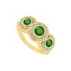 Image 1 : Emerald and Diamond Engagement Ring : 14K Yellow Gold - 0.66 CT TGW