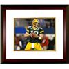 Image 1 : Aaron Rodgers Signed Green Bay Packers 8X10 Photo Custom Framed (SBXLV Horizontal- Green Jersey)