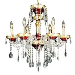 7810 Alexandria Collection Hanging Fixture D24in H27in Lt:6 Gold & Red Finish (Swarovski Strass/Elem