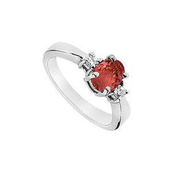 Ruby and Diamond Ring : 14K White Gold - 1.10 CT TGW