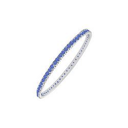 Sapphire Eternity Bangle : 14K White Gold - 5.00 CT TGW