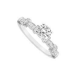 Diamond Engagement Ring : 14K White Gold - 0.75 CT Diamonds