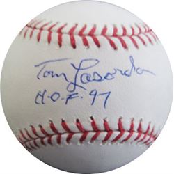 Tommy Lasorda Signed Official Major League Baseball HOF 97 (LA Dodgers)