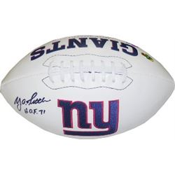 YA Tittle Signed New York Giants White Logo Football HOF 71