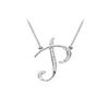 Image 1 : Cubic Zirconia Letter P Script Initial Pendant : .925 Sterling Silver - 0.10 CT TGW