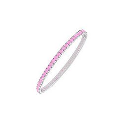 Pink Sapphire Eternity Bangle : 14K White Gold - 2.00 CT TGW