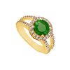 Image 1 : Emerald and Diamond Engagement Ring : 14K Yellow Gold - 1.25 CT TGW