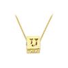 Image 1 : 14K Yellow  Alphabet  U  Semi-Polished Block Initial Chain Slide Pendant with Outside Diameter