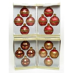Glass Ball Ornament 4pc Set RedGold with Gold Glitter 4 Asst Styles Price EACH
