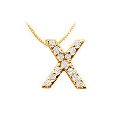 Classic X Initial Diamond Pendant : 14K Yellow Gold - 0.15 CT Diamonds