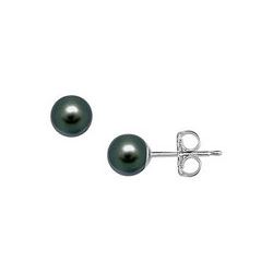 Freshwater Cultured Pearl Stud Earrings : 14K White Gold – 6 MM
